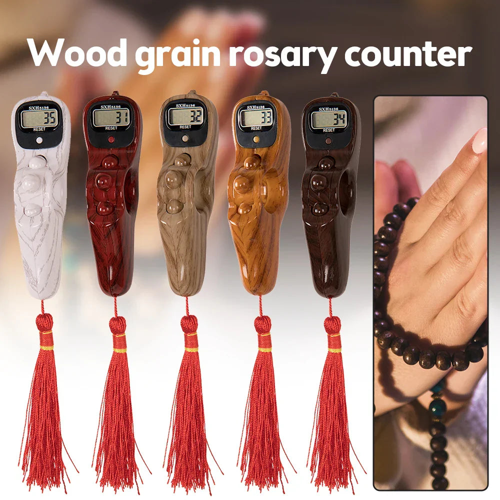 Hand Counter Portable Digital Bead Electronic Tally Counter with Compass Tassel Finger