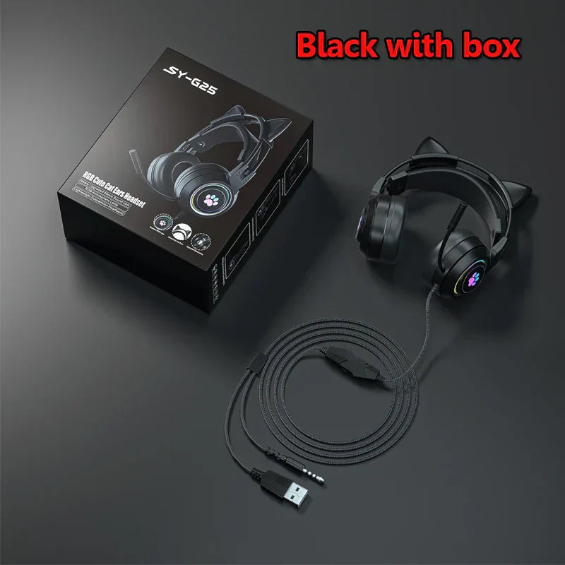 Cute Cat Ear Gaming Headphones