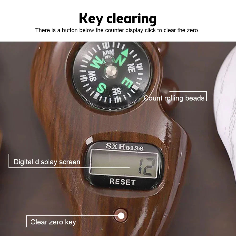 Hand Counter Portable Digital Bead Electronic Tally Counter with Compass Tassel Finger