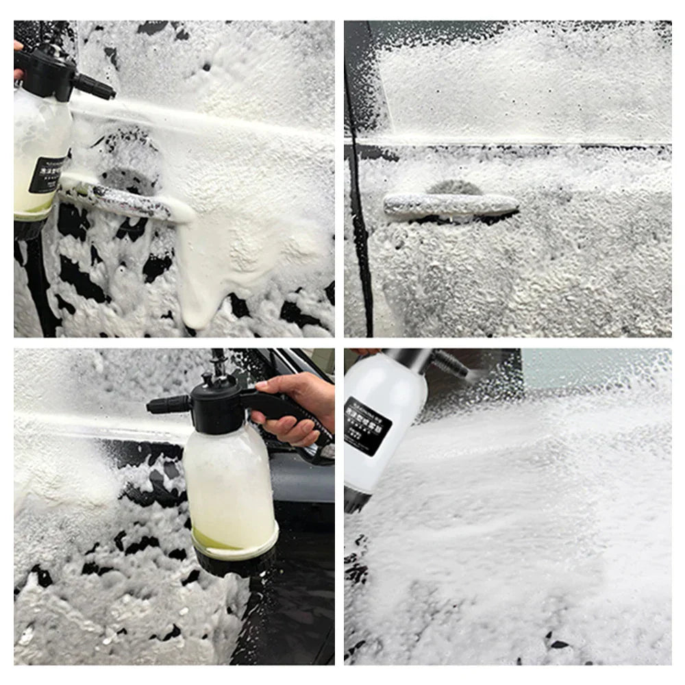 2L Car Wash Foam Sprayer Manual pressurization Hand Pump Water Can Snow Foam Lance with 3 Nozzles for Water Flowers House Clean