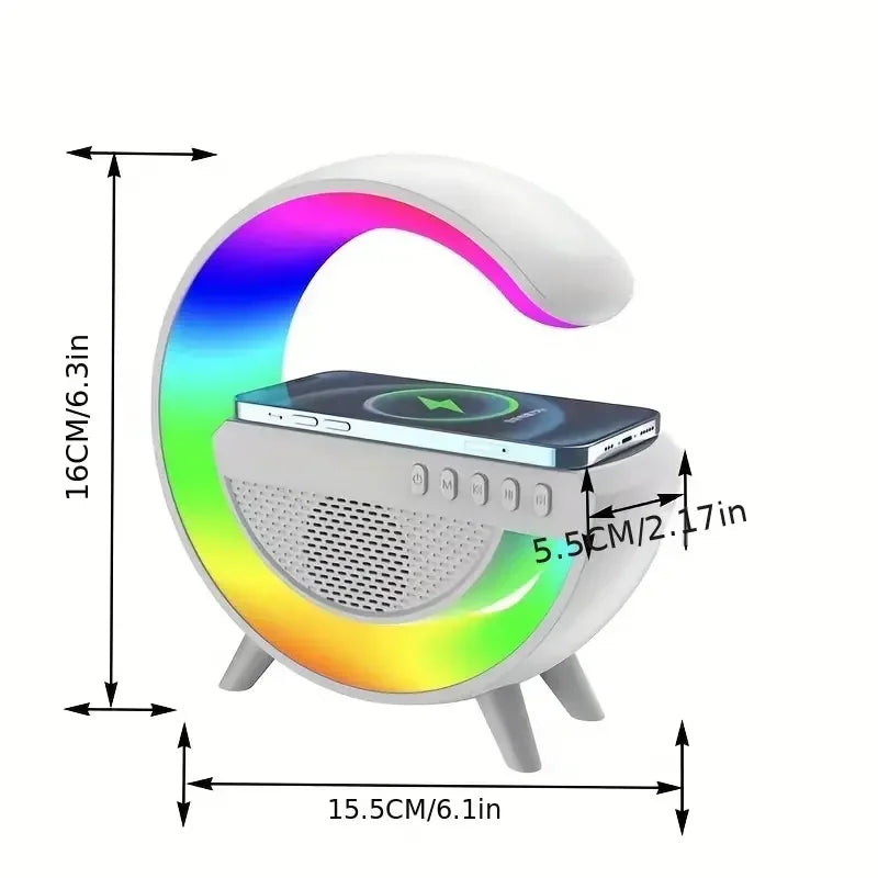 Multifunction RGB Light Wireless Charger Stand FM TF Card USB Bluetooth Speaker