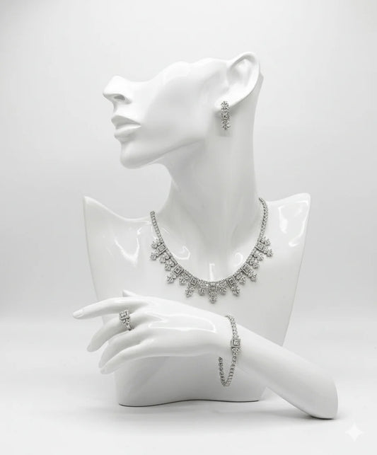 Floral Square Crystal Jewelry Set