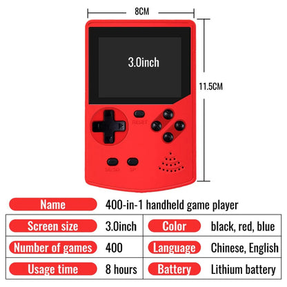 GAMINJA GC35 Portable Video Game Console 400 Retro Games AV Output Two Roles Gamepad LCD Screen Game Player for Kids Gift