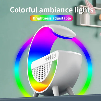 Multifunction RGB Light Wireless Charger Stand FM TF Card USB Bluetooth Speaker