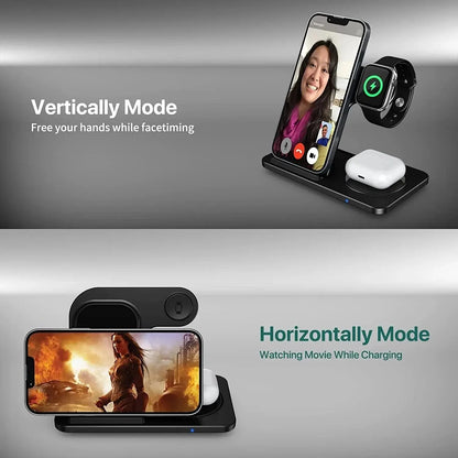 3 in 1 Wireless Charger Stand Pad For iPhone 15 14 13 12 X