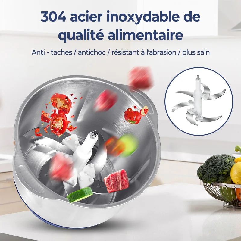 Electric Meat Grinder Stainless Steel Food Chopper Kitchen Utensils Vegetable and Fruit Chopper