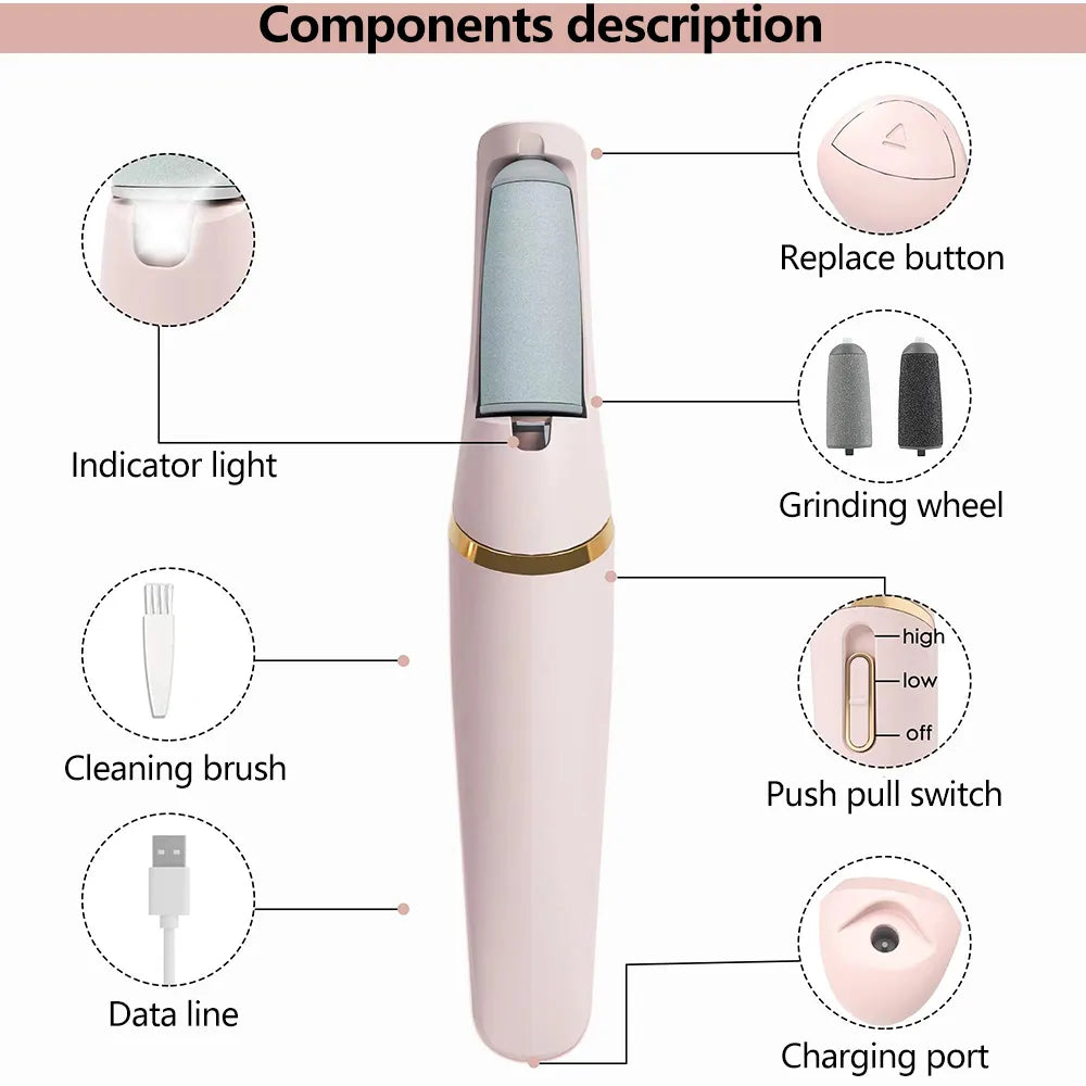 2024New Electric Foot Grinding Skin Hard Rupture Skin Trimmer Dead Skin Foot Pedicure Rechargeable Foot Care Tool Remover Callus