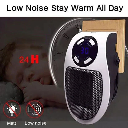 2024 New Arrival Winter Portable Plug in Wall Space Heater Digital Timer Electric Personal Heater Fan US Plusin Heaters White