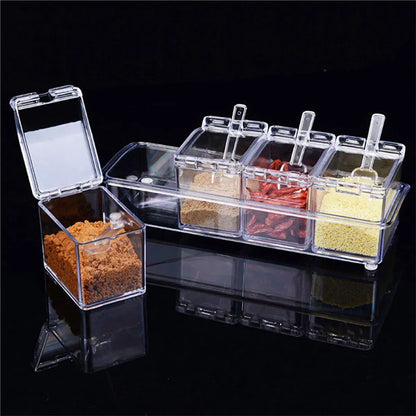 Clear Seasoning Jars Kitchen Organizer Storage Boxes Condiment Containers with Lids Spice Sugar Salt Bottle Kitchen Accessories