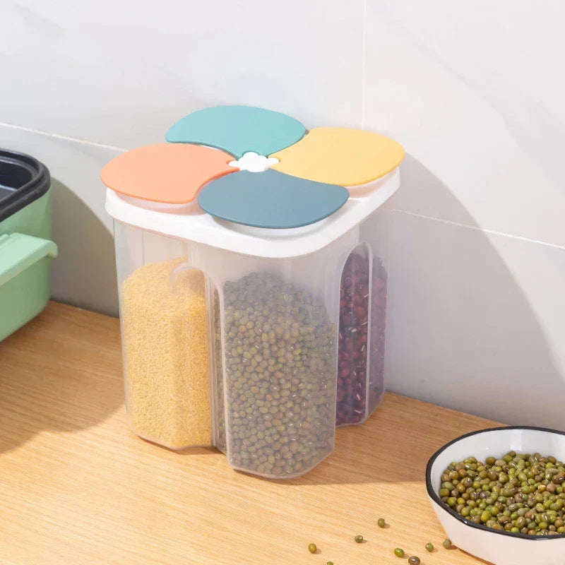 Grains Storage Tank Kitchen Compartment Storage Box Plastic Moisture-Proof Sealed Jar Noodle Beans Rice Container