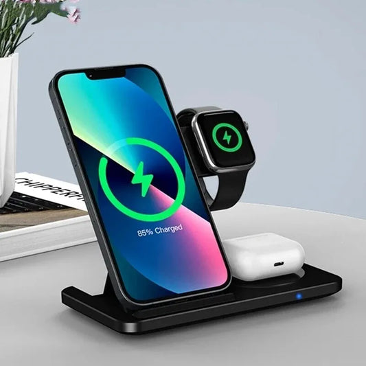3 in 1 Wireless Charger Stand Pad For iPhone 15 14 13 12 X