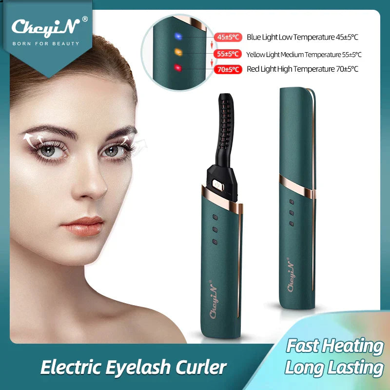 CkeyiN Electric Heated Eyelash Curler USB Rechargeable Eyelashes Curler Quick Heating Natural Eyelash Curler Long Lasting Makeup