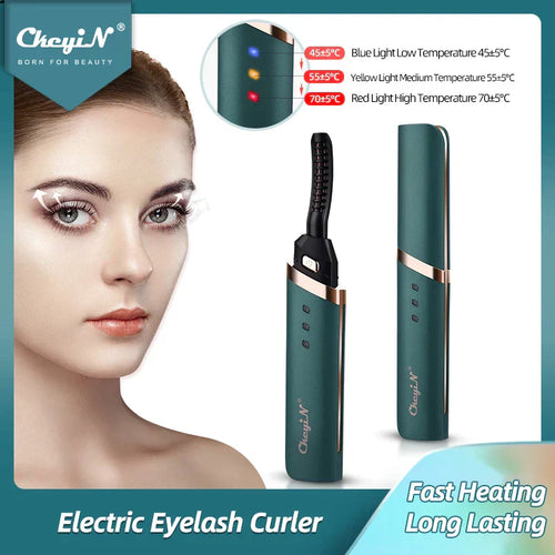 CkeyiN Electric Heated Eyelash Curler USB Rechargeable Eyelashes Curler Quick Heating Natural Eyelash Curler Long Lasting Makeup