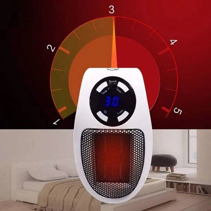 2024 New Arrival Winter Portable Plug in Wall Space Heater Digital Timer Electric Personal Heater Fan US Plusin Heaters White
