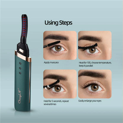 CkeyiN Electric Heated Eyelash Curler USB Rechargeable Eyelashes Curler Quick Heating Natural Eyelash Curler Long Lasting Makeup