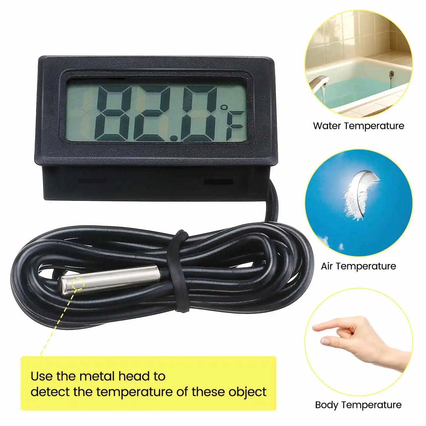 Portable Pool Water Heater 1500W Immersion Tubular Electric Heater with Digital Thermometer
