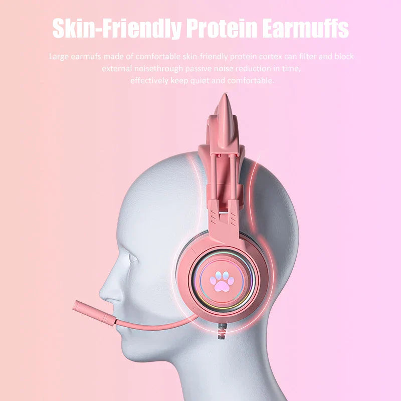Cute Cat Ear Gaming Headphones