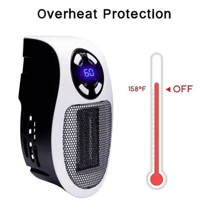 2024 New Arrival Winter Portable Plug in Wall Space Heater Digital Timer Electric Personal Heater Fan US Plusin Heaters White