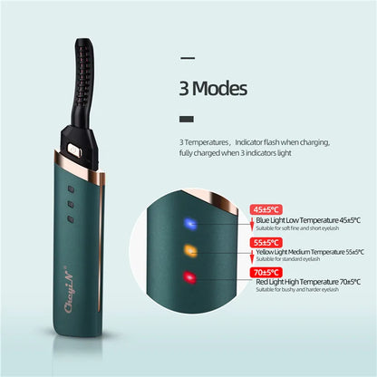 CkeyiN Electric Heated Eyelash Curler USB Rechargeable Eyelashes Curler Quick Heating Natural Eyelash Curler Long Lasting Makeup