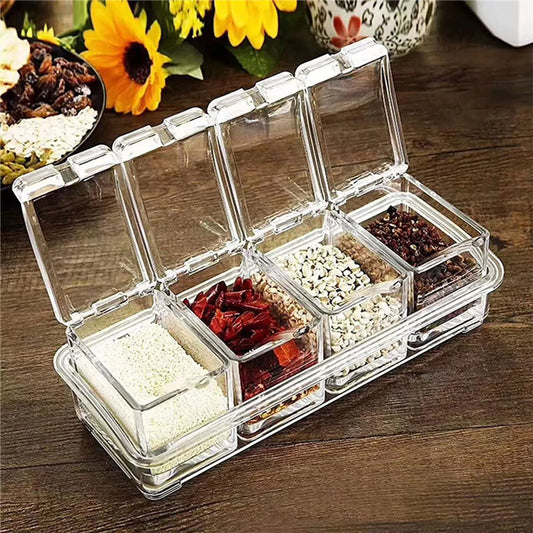 Clear Seasoning Jars Kitchen Organizer Storage Boxes Condiment Containers with Lids Spice Sugar Salt Bottle Kitchen Accessories