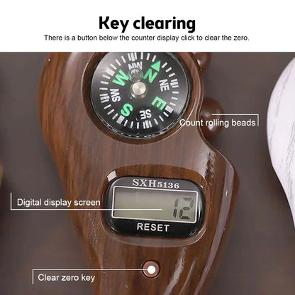 Hand Counter Portable Digital Bead Electronic Tally Counter with Compass Tassel Finger