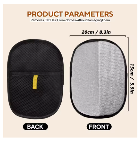 Reusable pet hair removal gloves with a double-sided design