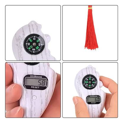 Hand Counter Portable Digital Bead Electronic Tally Counter with Compass Tassel Finger