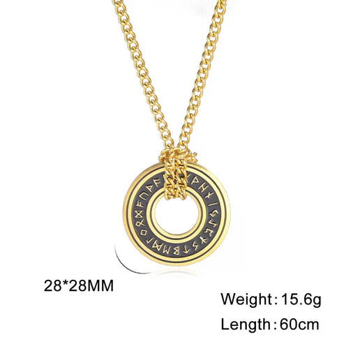 Luen Letter Circle Pendant Men's Necklace