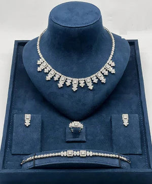 Floral Square Crystal Jewelry Set