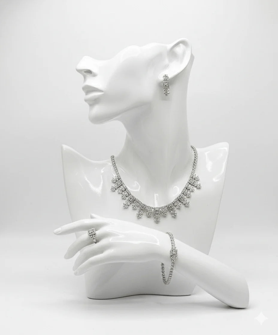 Floral Square Crystal Jewelry Set