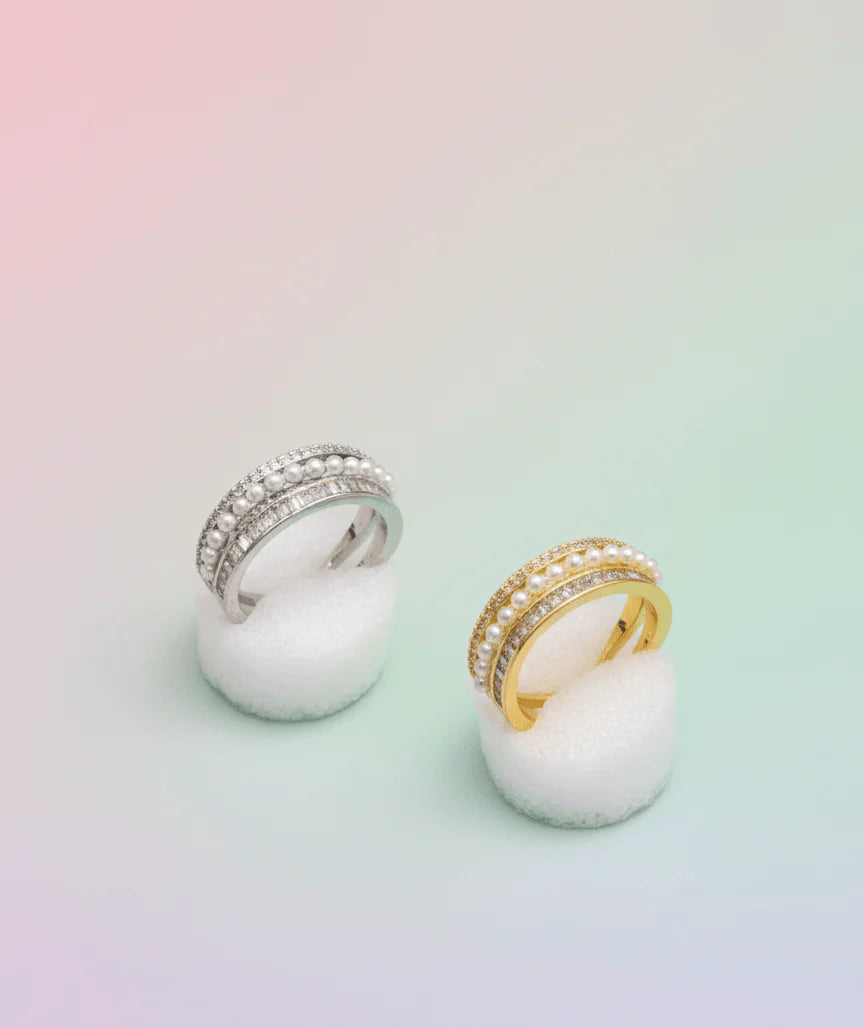 Pearl Crystal Band Ring