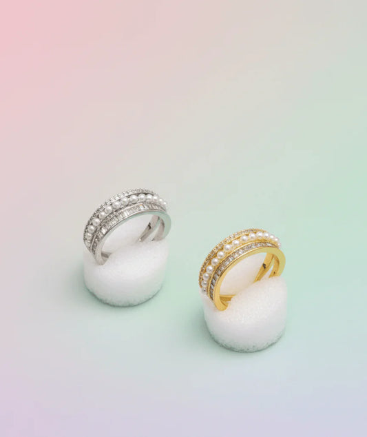 Pearl Crystal Band Ring